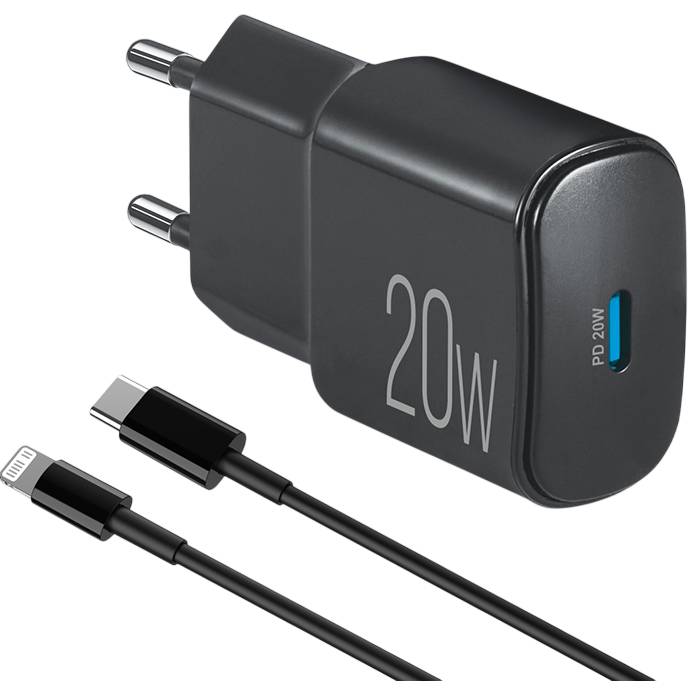 Сетевое зарядное устройство BREVIA ePower PD20W + Cable USB-C to Lightning 1м Black (45020CLB)