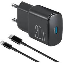 Сетевое зарядное устройство BREVIA ePower PD20W + Cable USB-C to Lightning 1м Black (45020CLB)