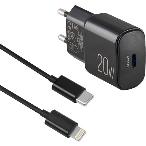 Сетевое зарядное устройство BREVIA ePower PD20W + Cable USB-C to Lightning 1м Black (45020CLB) Мощность 20