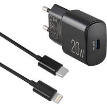 Сетевое зарядное устройство BREVIA ePower PD20W + Cable USB-C to Lightning 1м Black (45020CLB)