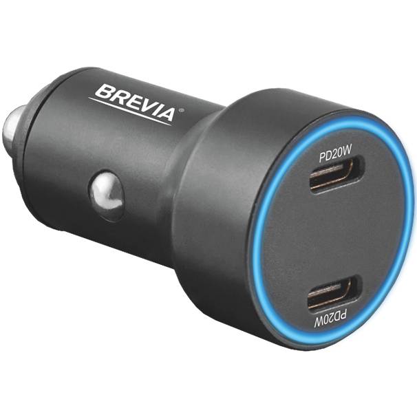 Автомобильное зарядное устройство BREVIA АЗП ePower DualCharge Display 40W 2xUSB-C Black (46040DCLB)