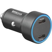 Автомобильное зарядное устройство BREVIA АЗП ePower DualCharge Display 40W 2xUSB-C Black (46040DCLB)
