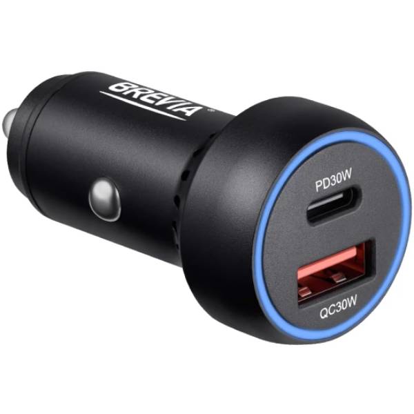 Автомобильное зарядное устройство BREVIA ePower Dual PowerMax Metal LED 60W 1xUSB-C+1xUSB-A (46060CUB)