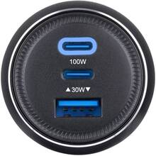 Автомобільний зарядний пристрій BREVIA ePower TriPower PRO 130W 2xUSB-C+1xUSB-A Transparent Black (46130DCUB)