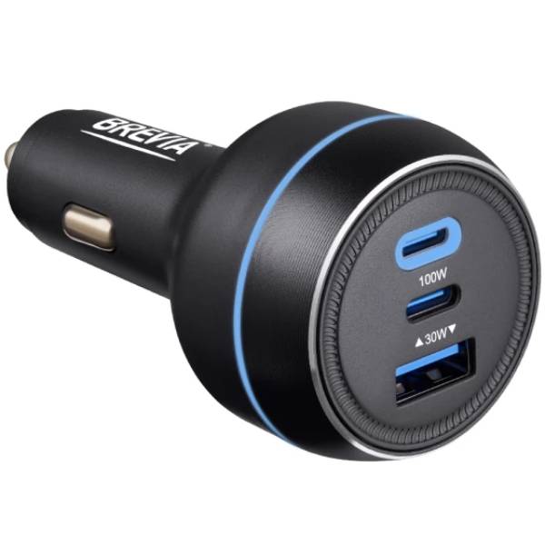 Автомобільний зарядний пристрій BREVIA ePower TriPower PRO 130W 2xUSB-C+1xUSB-A Transparent Black (46130DCUB)
