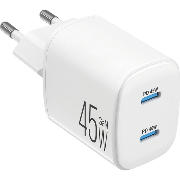 Сетевое зарядное устройство BREVIA ePowerGaN PD45W 2xUSB-C (44045GDCW)