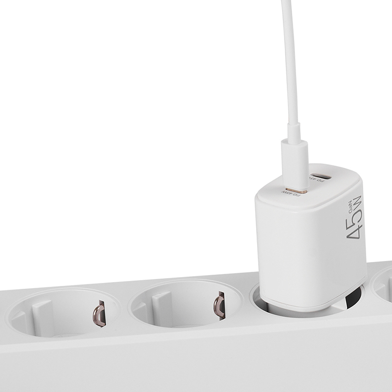 Сетевое зарядное устройство BREVIA ePowerGaN PD45W 2xUSB-C (44045GDCW) Кабель отсутствует