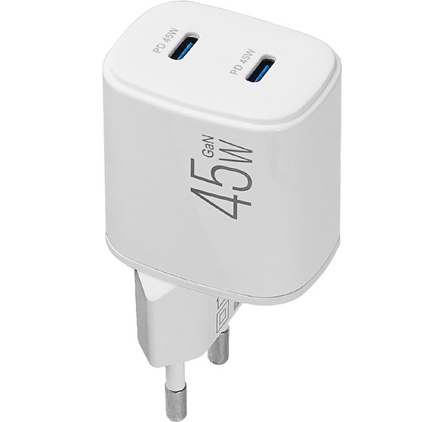 Сетевое зарядное устройство BREVIA ePowerGaN PD45W 2xUSB-C (44045GDCW) Мощность 45