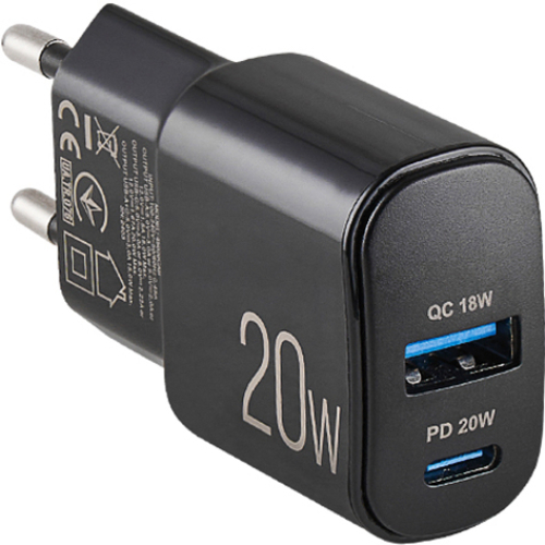 Сетевое зарядное устройство BREVIA ePower PD20W USB-C+USB-A (45020CAB) Мощность 20