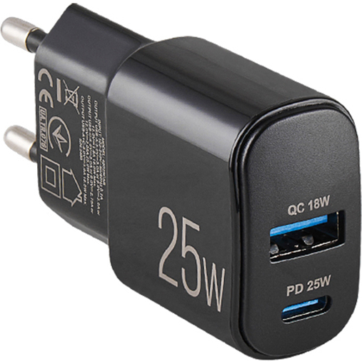 Сетевое зарядное устройство BREVIA ePower PD25W USB-C+USB-A (45025CAB) Мощность 25