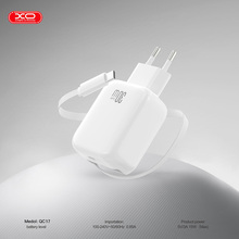 Сетевое зарядное устройство XO QC1730W Gallium Nitride FC с кабелем Retractable USB Type-C (XO-QC17)