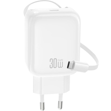 Сетевое зарядное устройство XO QC1730W Gallium Nitride FC с кабелем Retractable USB Type-C (XO-QC17)