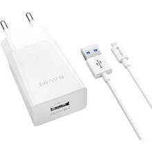 Сетевое зарядное устройство BAVIN PC895Y-M 18W USB-A 2.4A Fast Charging + кабель USB-A/Micro-USB White (C-PC895Y-M WH)