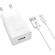 Сетевое зарядное устройство BAVIN PC895Y-C 18W USB-A 2.4A Fast Charging + кабель USB-A/Type-C White (C-PC895Y-C WH)