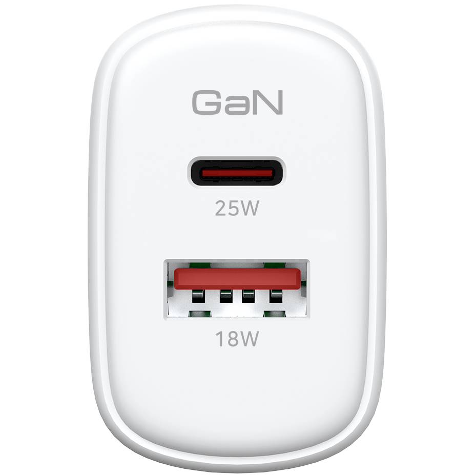 Зарядний пристрій ARMORSTANDART AR-T252WEU 25W GaN USB-C+ USB-A White (ARM89532) Кабель відсутній