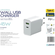 Сетевое зарядное устройство PLATINET WALL CHARGER 45W (PLCUPD45W)
