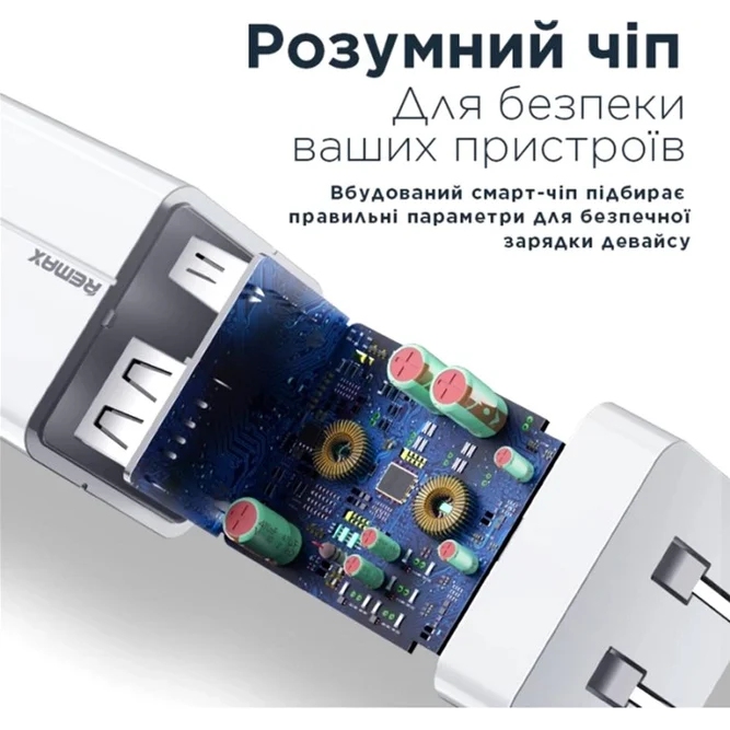 Зарядний пристрій REMAX RP-U43 Wanfu EU White (6972174153674) Кабель відсутній