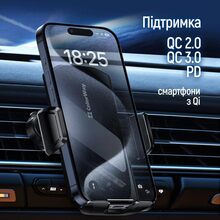 Автодержатель COLORWAY FlameGrip 15W Black (CW-CHAW070Q-BK)