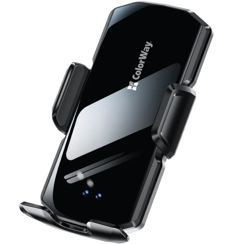Автодержатель COLORWAY FlameGrip 15W Black (CW-CHAW070Q-BK) Дополнительно Размеры: 129 х 90 х 50 мм; Вес: 130 г; Инфракрасный сенсор автоматического открытия зажимов; Встроенный аккумулятор; Быстрая беспроводная зарядка Qi до 15 Вт; Совместимость с адаптерами QC 2.0 / QC 3.0 / PD