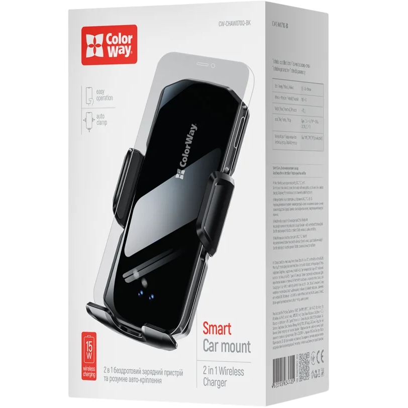 В Украине Автодержатель COLORWAY FlameGrip 15W Black (CW-CHAW070Q-BK)