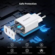 Сетевое зарядное устройство CHOETECH USB-A/USB-C White (PD3046-EU-WH)