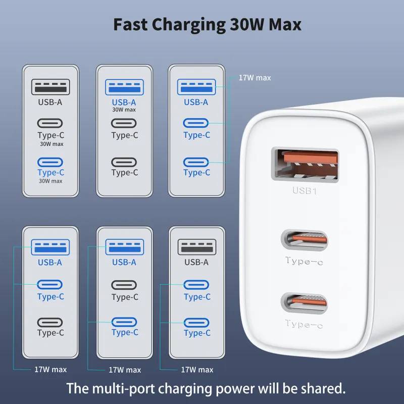 Сетевое зарядное устройство CHOETECH USB-A/USB-C White (PD3046-EU-WH) Кабель отсутствует