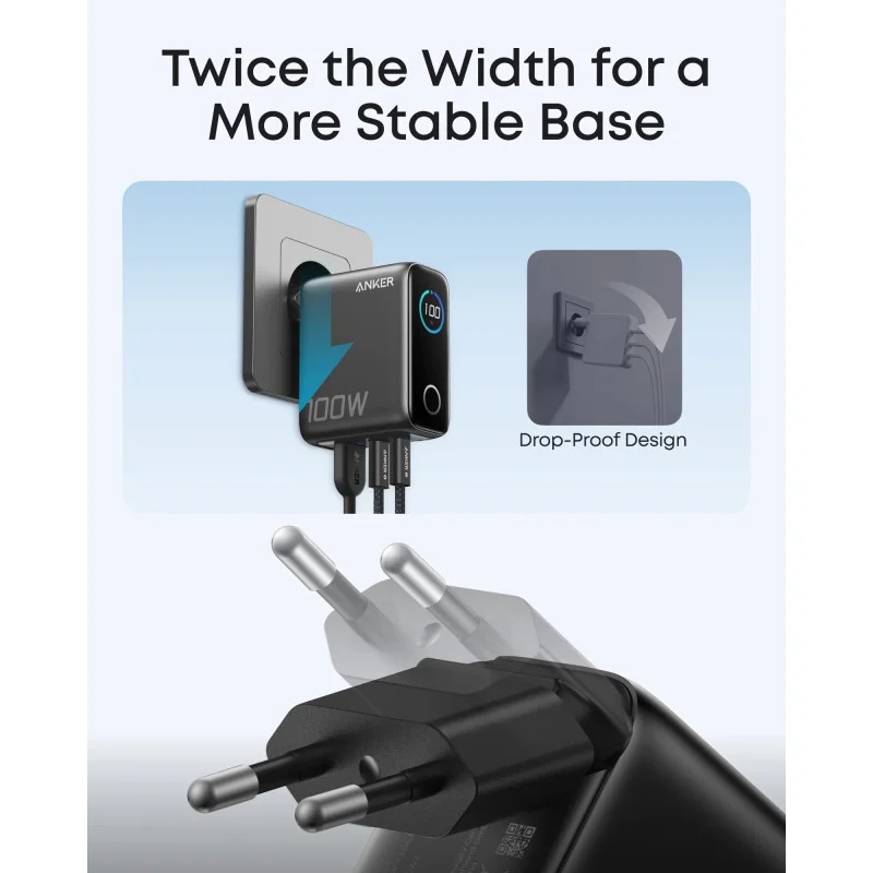 Сетевое зарядное устройство ANKER GaN Charger 100W + кабель Type-C Dark Gray (B121BGZ1) Кабель съемный