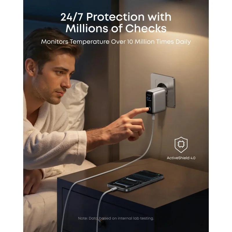 Фото Сетевое зарядное устройство ANKER GaN Charger 100W + кабель Type-C Silver (B121BG41)