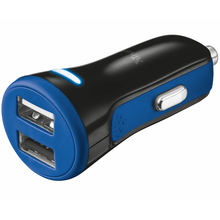 Зарядний пристрій TRUST 20W Car Charger with 2 USB port Blue (20741)