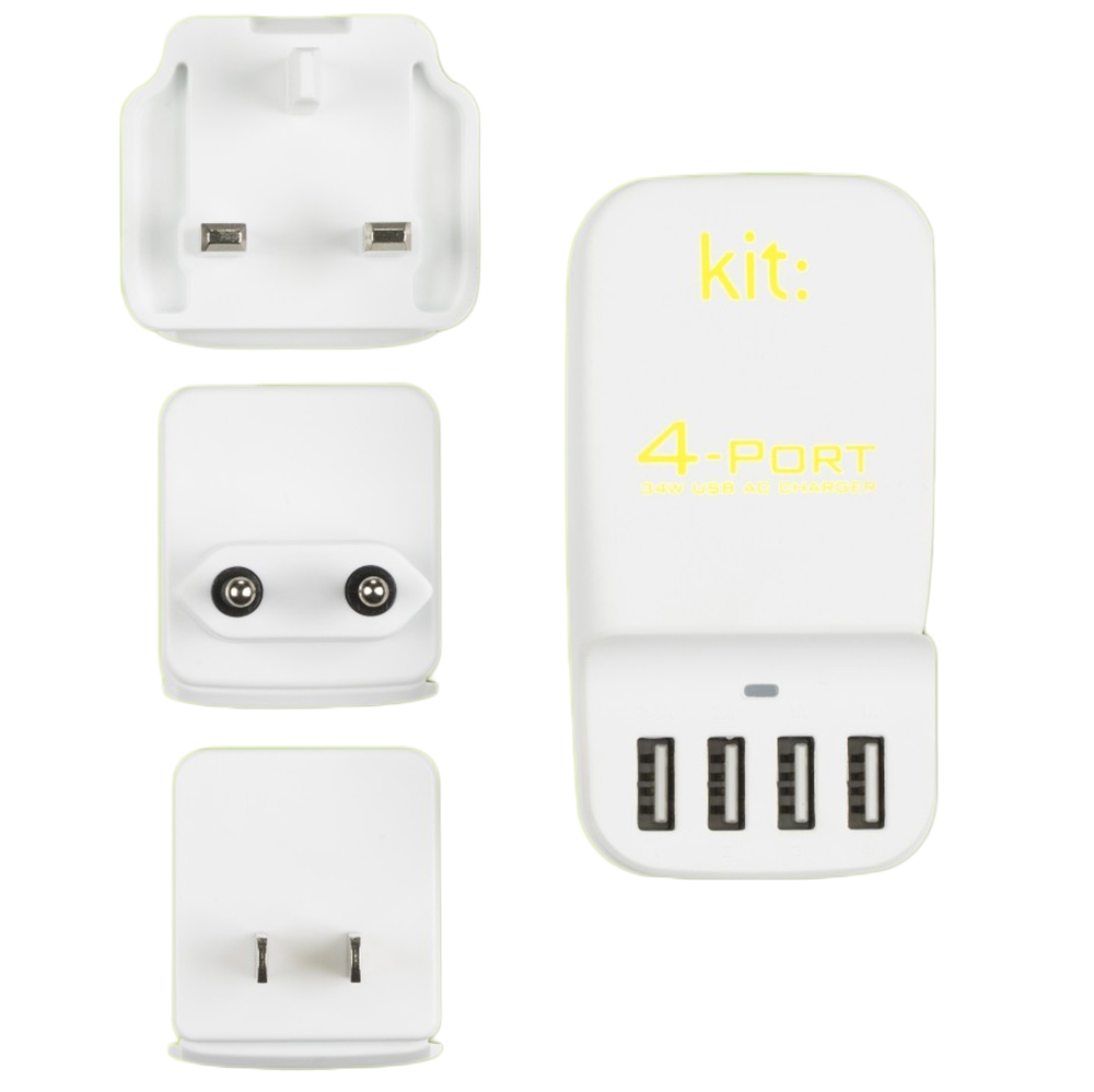 Зарядное устройство KIT Universal Quad USB Travel Charger (USBMC6INTWH) Кабель отсутствует