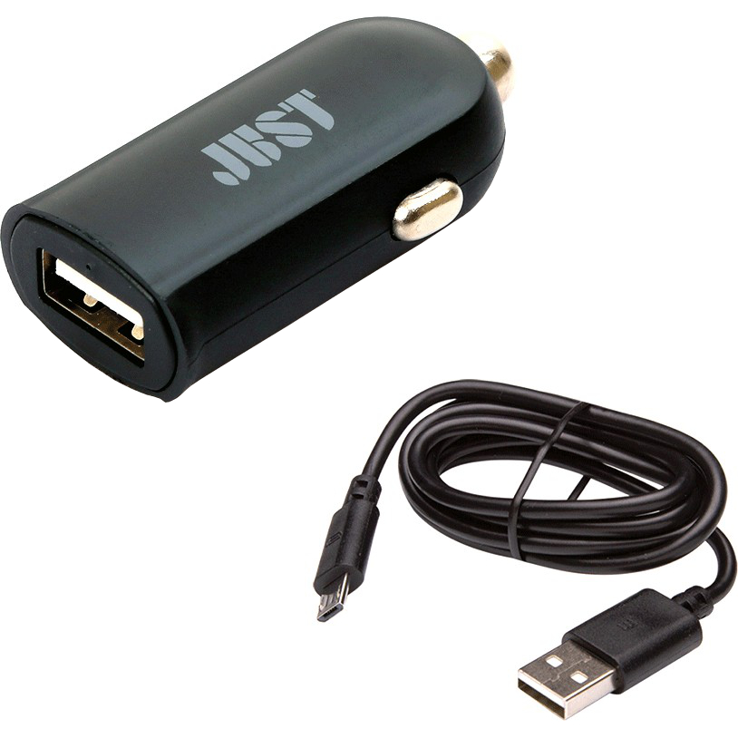 Автомобильное зарядное устройство JUST Me2 USB Car Charger Black + microUSB кабелm (CCHRGR-M2MUSB-BLCK)