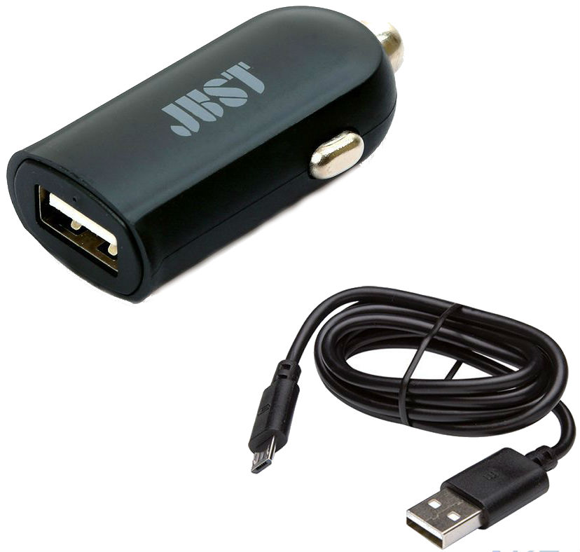 JUST Simple Car Charger Black microUSB