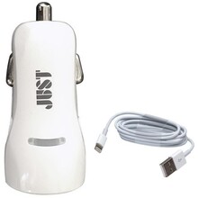 Автомобильное зарядное устройство JUST Simple Dual USB Car Charger Lightning (CCHRGR-SMP2LGHT-WHT)