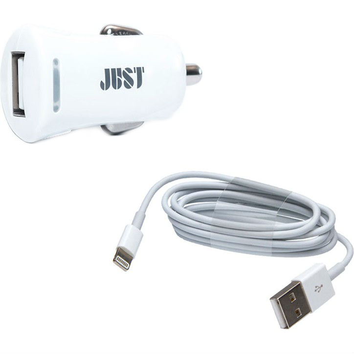 Автомобильное зарядное устройство JUST Simple Car Charger White + Lightning (CCHRGR-SMP1LGHT-WHT)