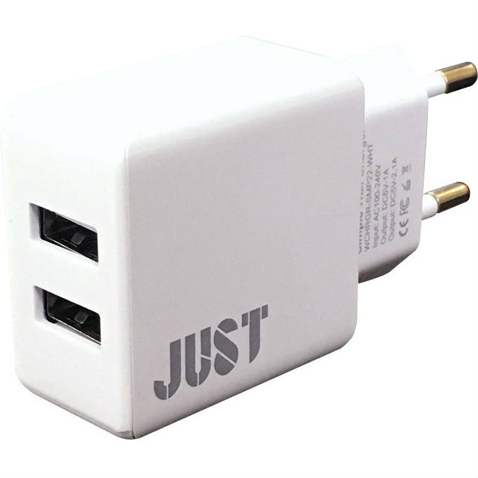 Зарядное устройство JUST Simple Dual USB Wall Charger White (WCHRGR-SMP22-WHT)