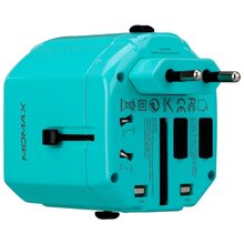 MOMAX 1 World USB Travel Adapter AC port Blue (UA1B2)