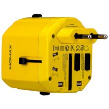 MOMAX 1 World USB Travel Adapter AC port Yellow (UA1Y)