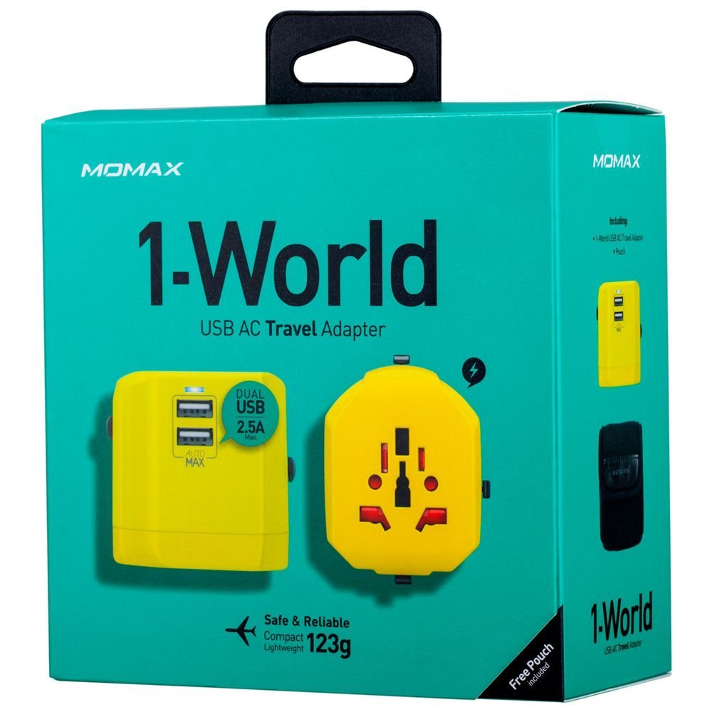 MOMAX 1 World USB Travel Adapter AC port Yellow (UA1Y) Підтримка швидкої зарядки False