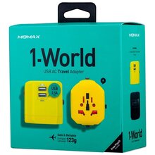 MOMAX 1 World USB Travel Adapter AC port Yellow (UA1Y)