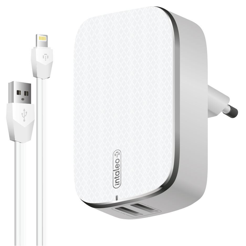 

Зарядное устройство INTALEO TCG242CL White, TCG242CL (2USB2,4A) з кабелем для iPhone 5 (білий)