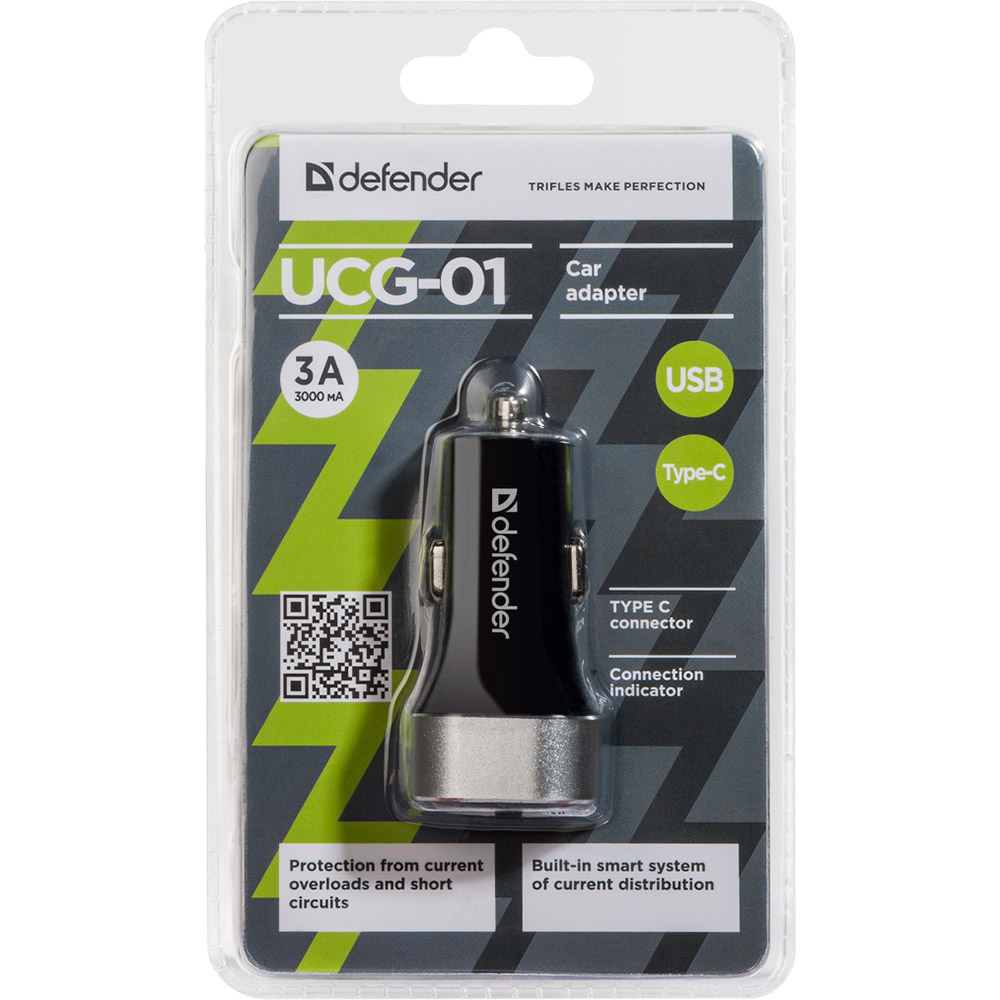 Автомобильное зарядное устройство DEFENDER UCG-01 (83569 ) Выходной разъем USB Type-C