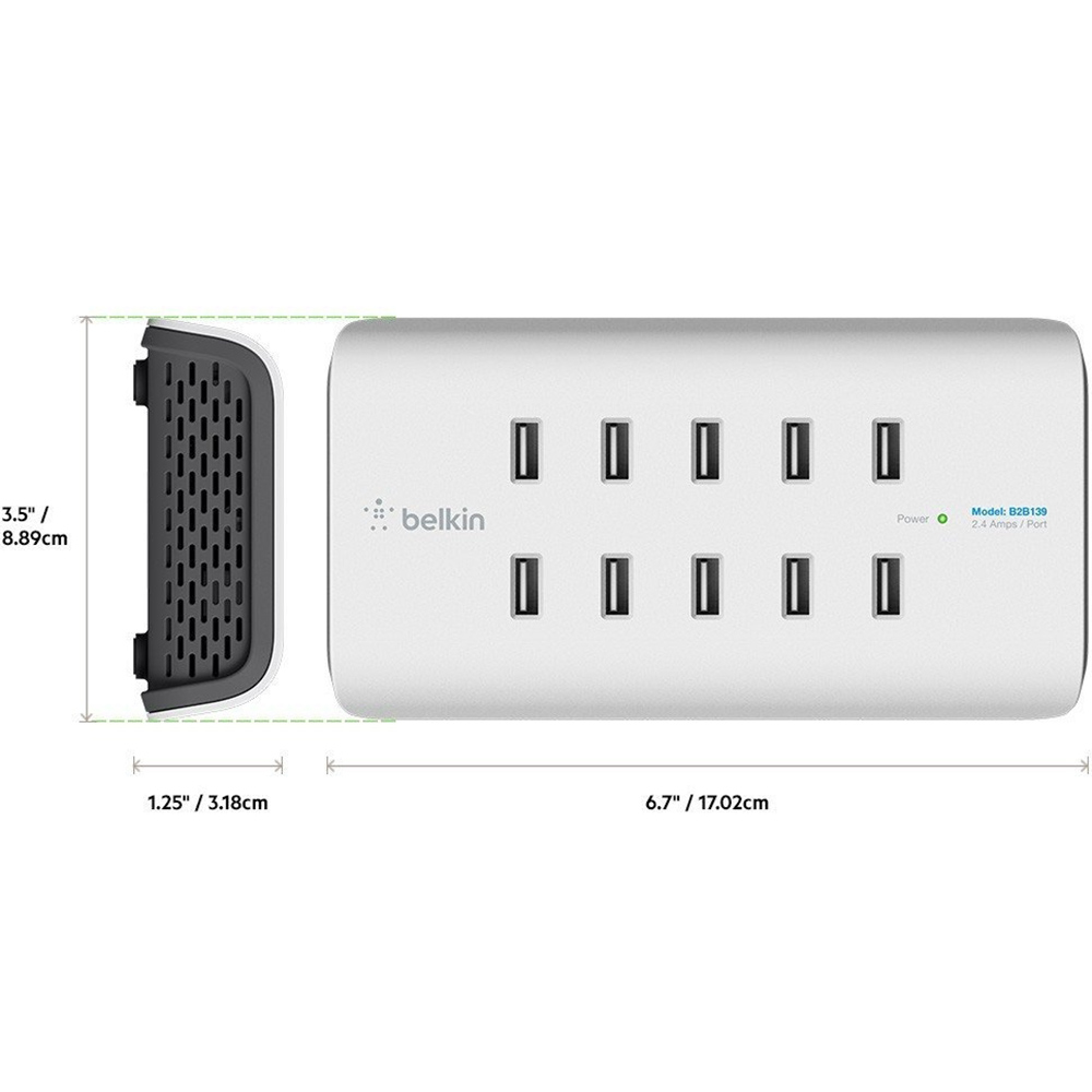 Зарядное устройство BELKIN RockStar 10 PORT USB-A (B2B139vf) Кабель отсутствует