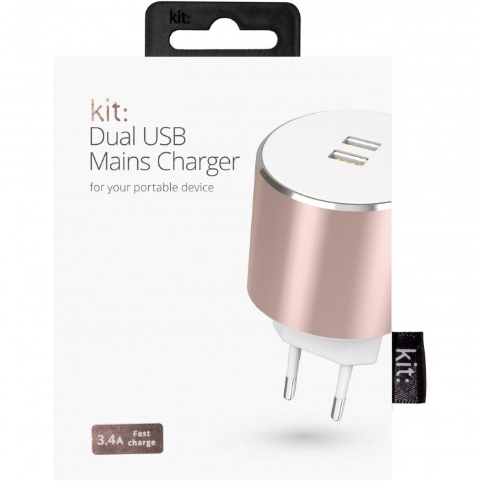 Зарядное устройство KIT Platinum USB Charger Rose Gold (USBMCALUEU3RG) Тип сетевое зарядное устройство