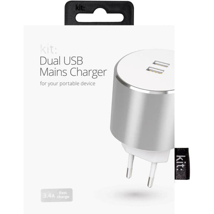 Зарядное устройство KIT Platinum USB Charger Silver (USBMCALUEU3SI) Тип сетевое зарядное устройство