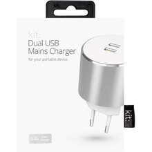 Зарядное устройство KIT Platinum USB Charger Silver (USBMCALUEU3SI)