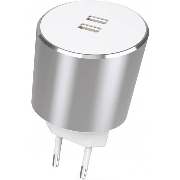 Зарядное устройство KIT Platinum USB Charger Silver (USBMCALUEU3SI)