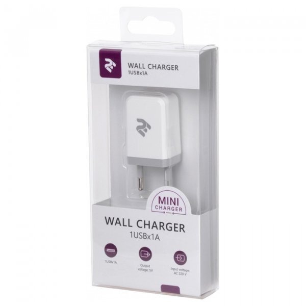 Зарядний пристрій 2E USB Wall Charger DC5V white(2E-WC1USB1A-W) Кількість пристроїв, що одночасно заряджаються від мережевої зарядки 1