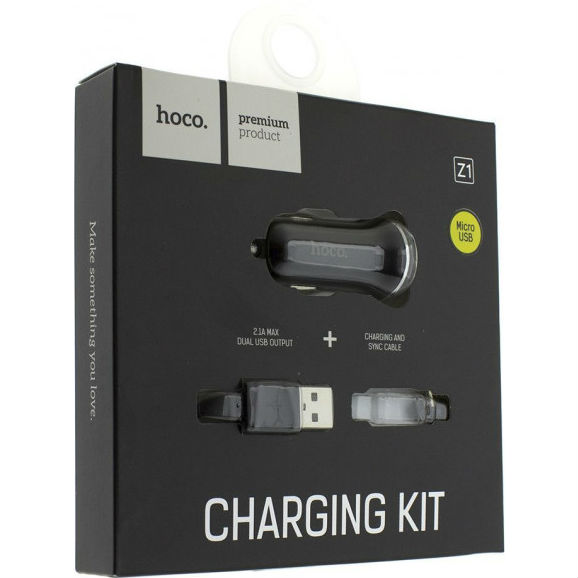 Зарядное устройство HOCO Car charger Z1 micro USB cable 2USB series 2.1A Кабель съемный