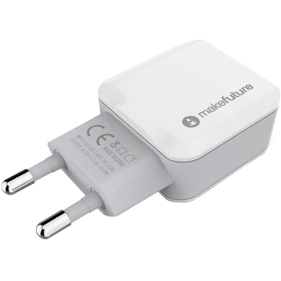 

Зарядное устройство MAKEFUTURE 2USB 2.4A White (MCW-21WH), 2USB 2.4A White