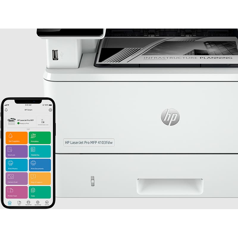 МФУ лазерное HP LaserJet Pro 4103fdw Wi-Fi (2Z629A) Максимальная месячная нагрузка 80000